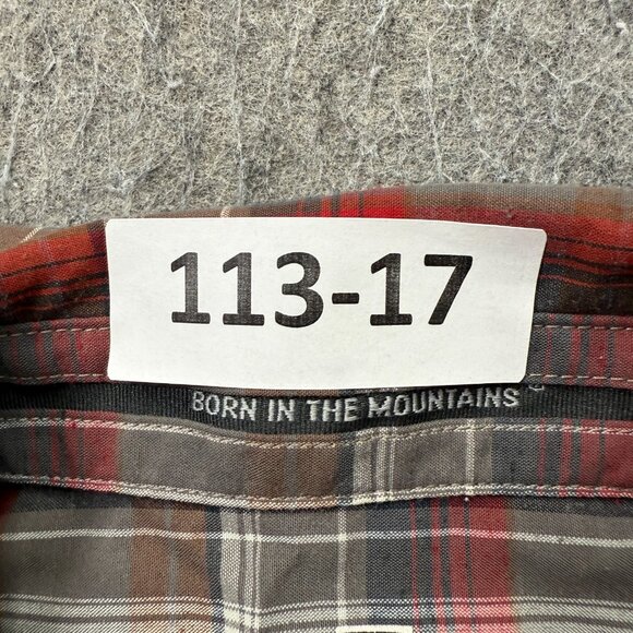 Kuhl Styk Shirt Men M Brown Gray Red Plaid Tapered Button Up Short Sleeve Nylon - Picture 15 of 15